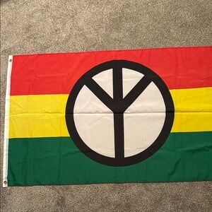 Peace Symbol Flag - Red, Yellow, Green